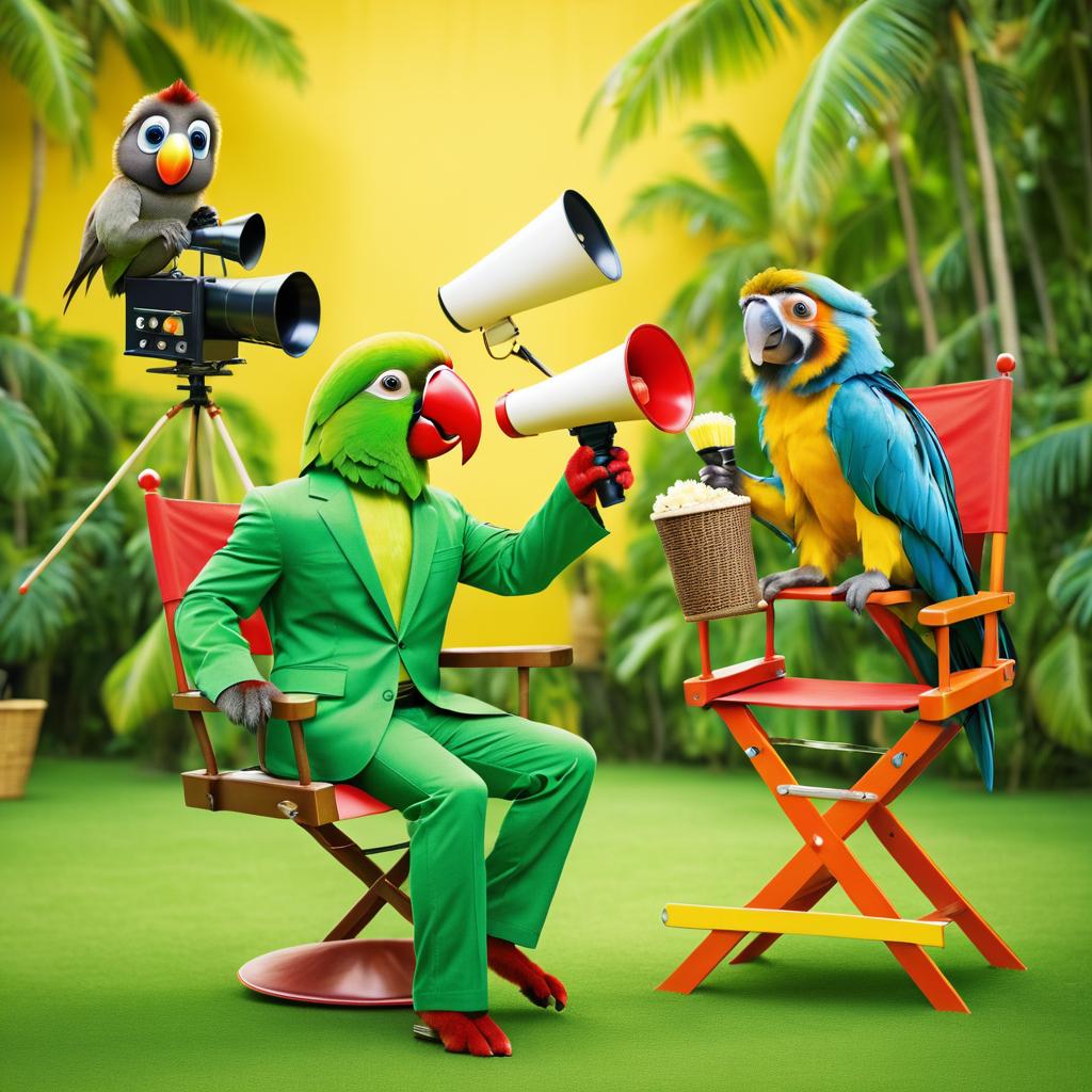 Parrot Director and Monkey Actor Scene