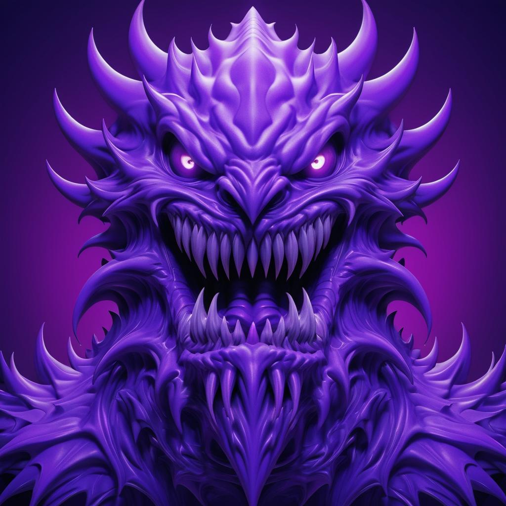 Surreal Huge Purple Humanoid Monster Design