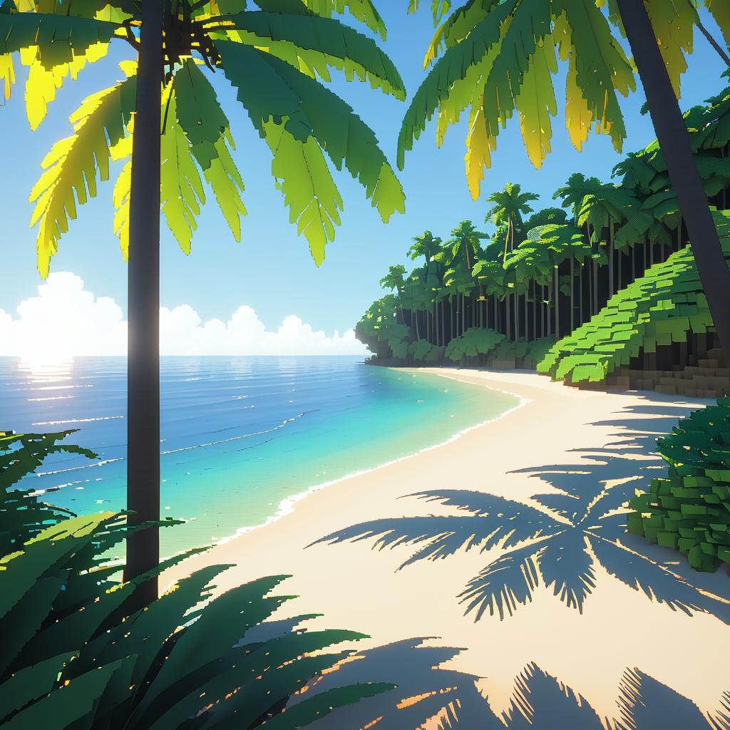 Tranquil Hidden Beach in Voxel Art