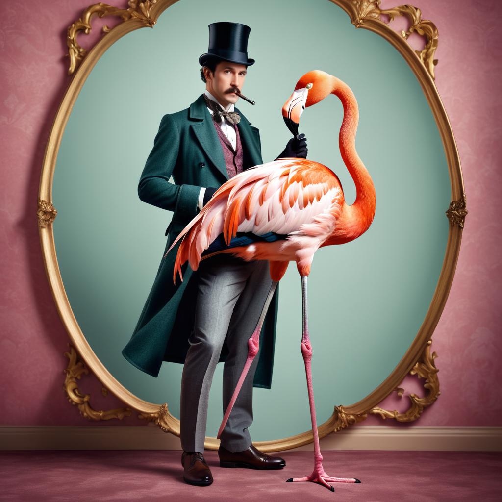 Whimsical Flamingo as Sherlock Holmes