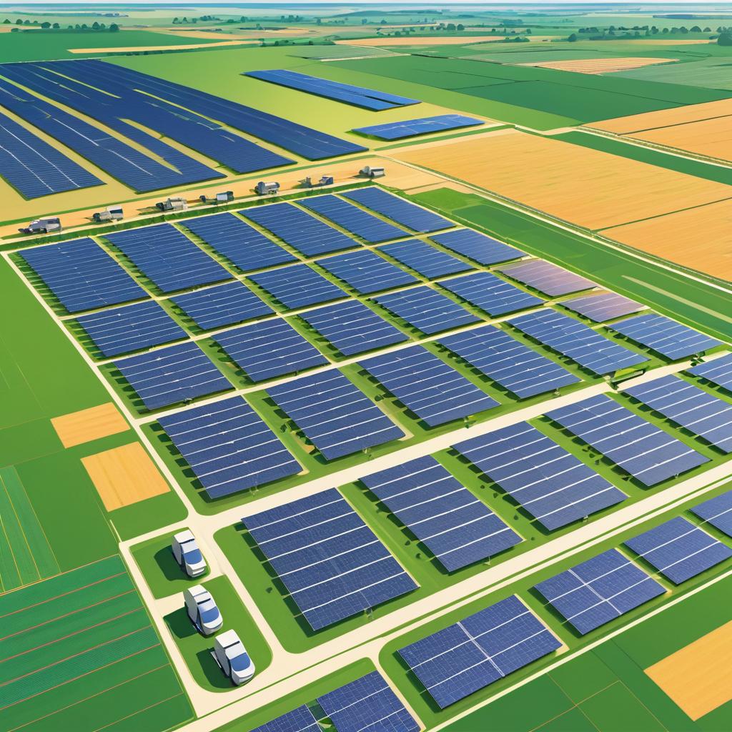 Vector Illustration of Satellite Solar Farm