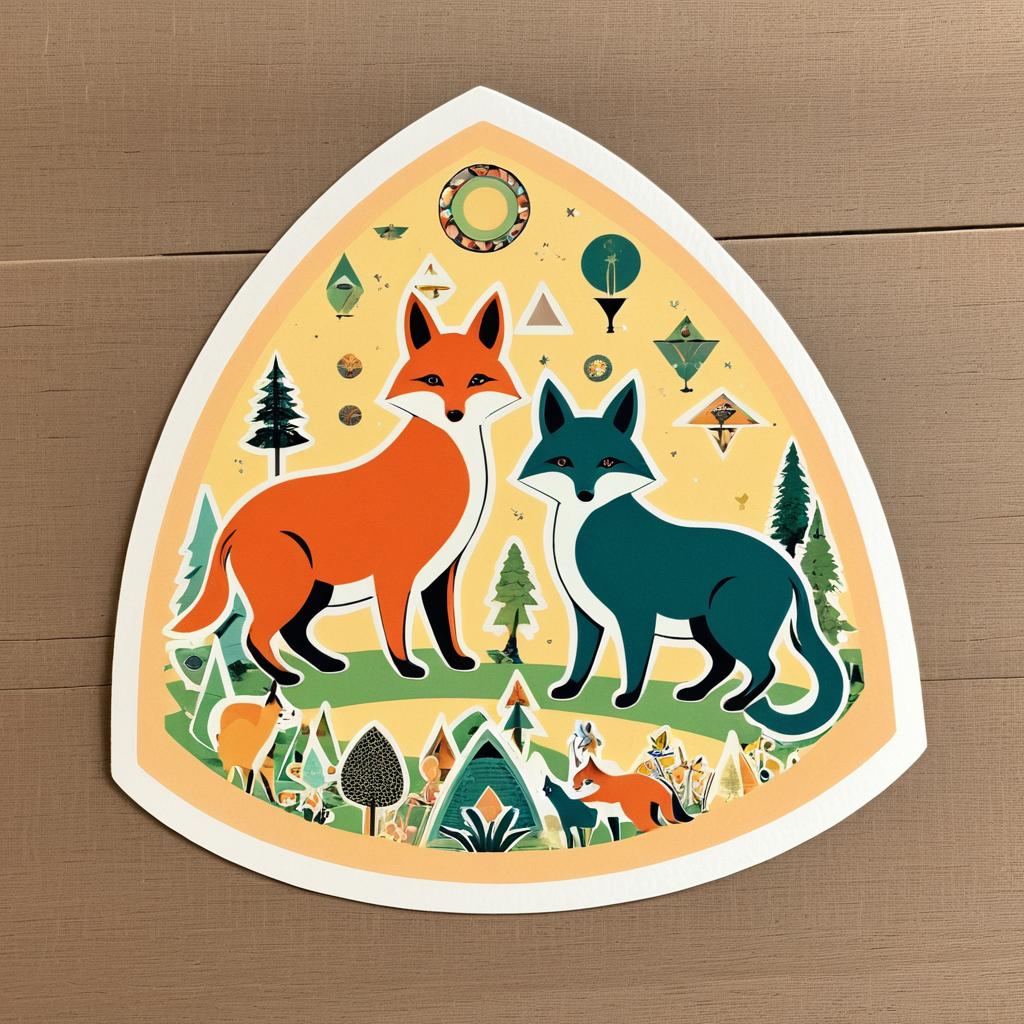 Whimsical Vintage Triangle Die Cut Stickers