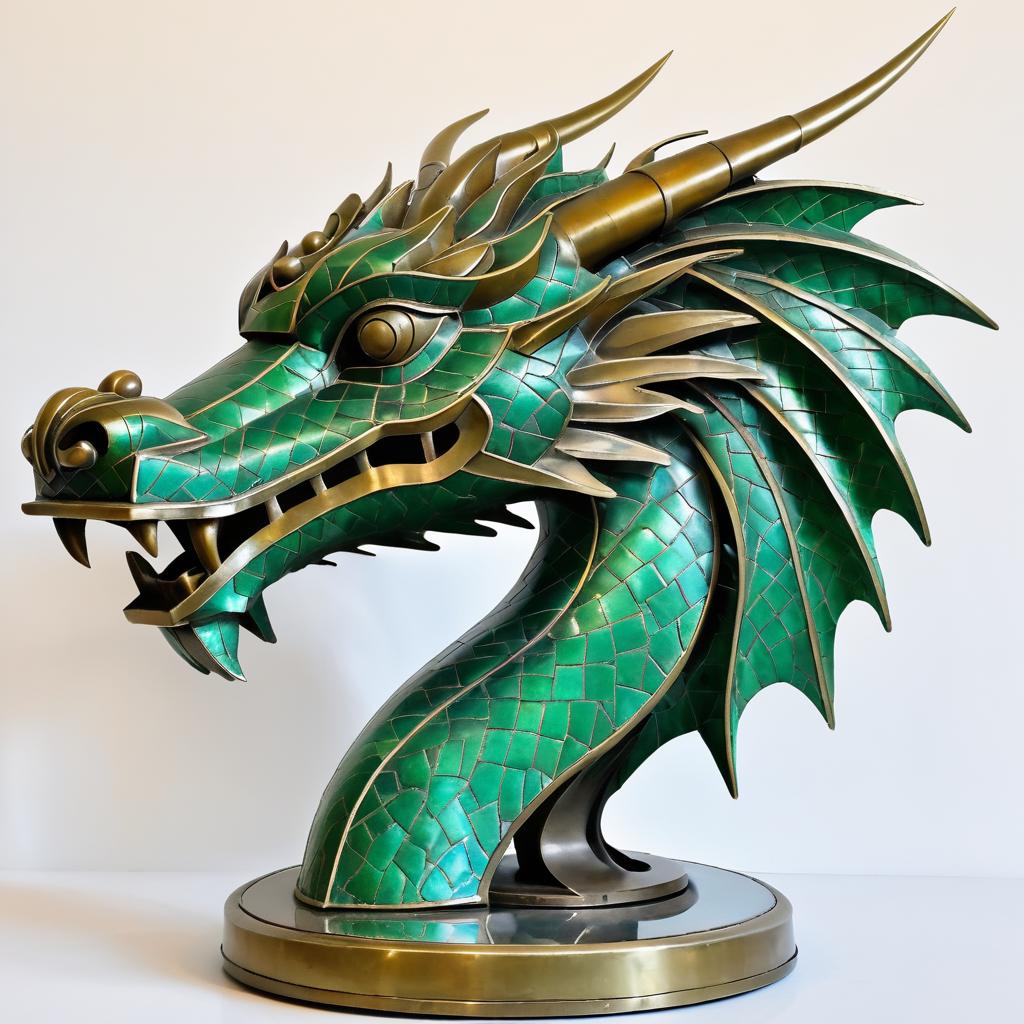 Stylized Art Deco Dragon Head Sculpture