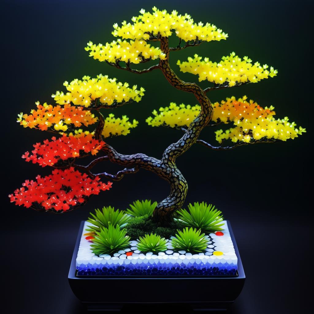 Macro Photography of Tiled Bonsai Pine