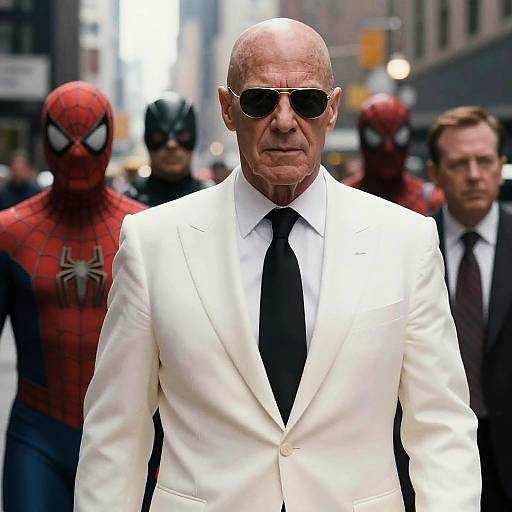 Kingpin Walking with Superheroes in New York City