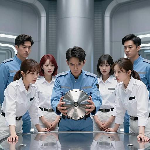 Futuristic Collaboration in Metallic Room