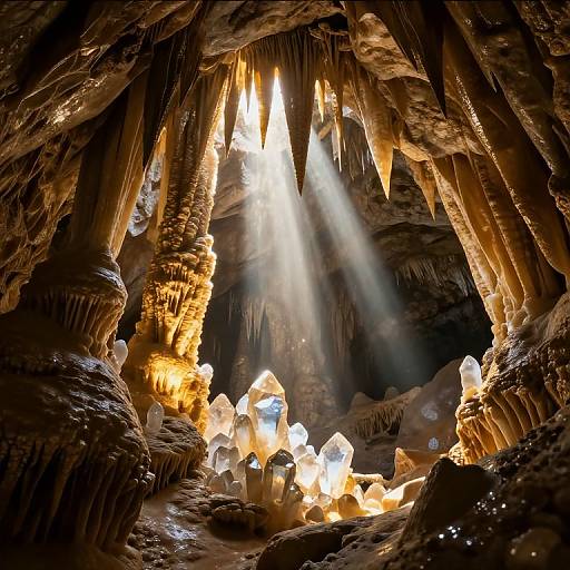 Ethereal Cavern with Luminous Stalactites