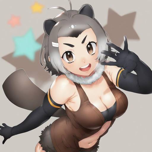 Illustration of American beaver (kemono friends), kemono friends in the style of Orushibu
