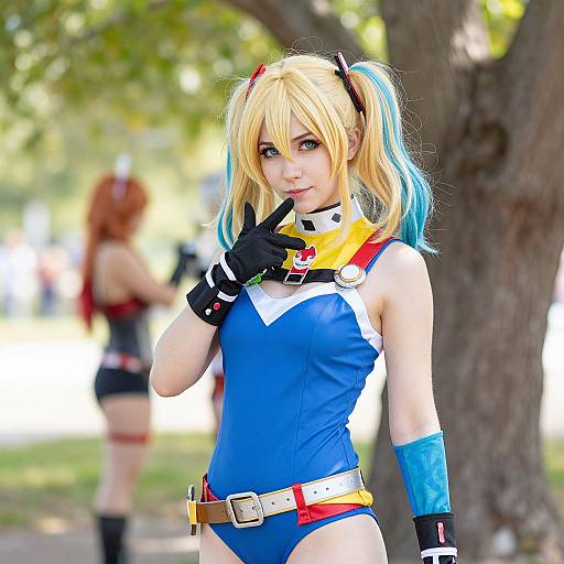 Blonde Woman with Multicolored Hair