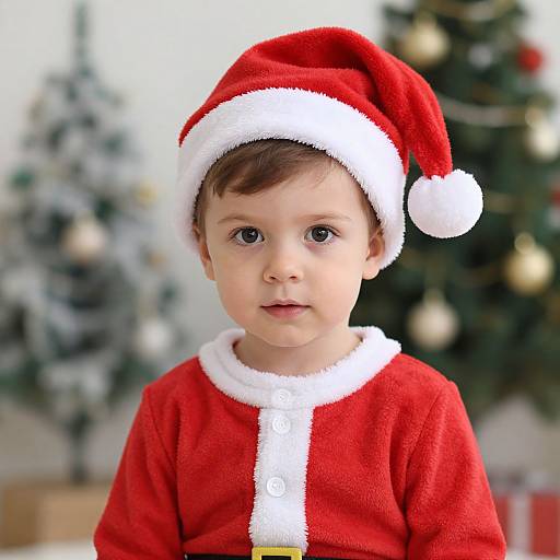 Realistic Baby in Santa Outfit