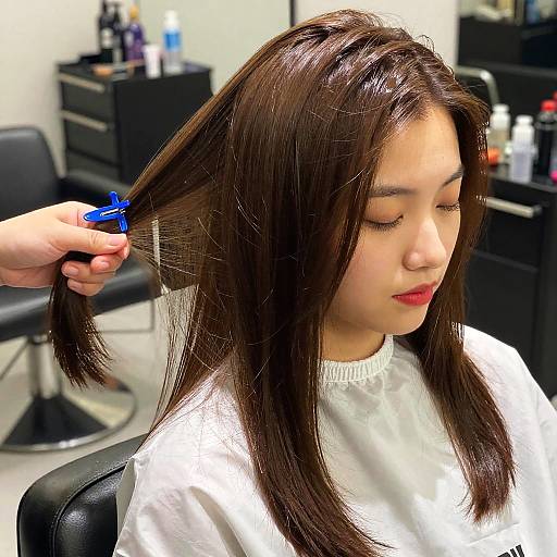 Young Woman Hair Styling in Salon