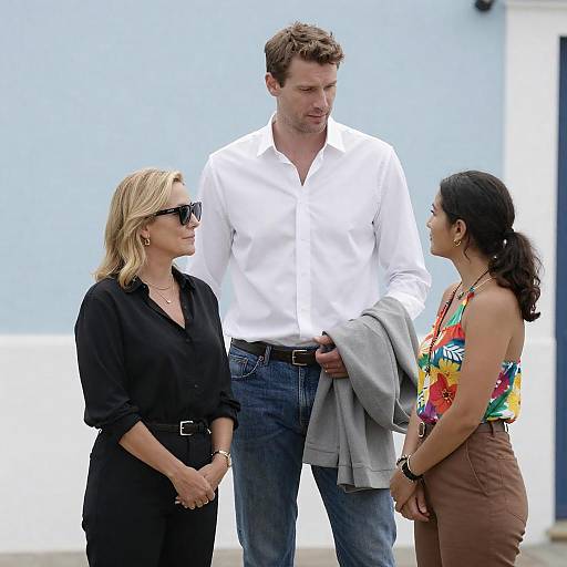 Stylish Trio by Light Blue Patterned Wall