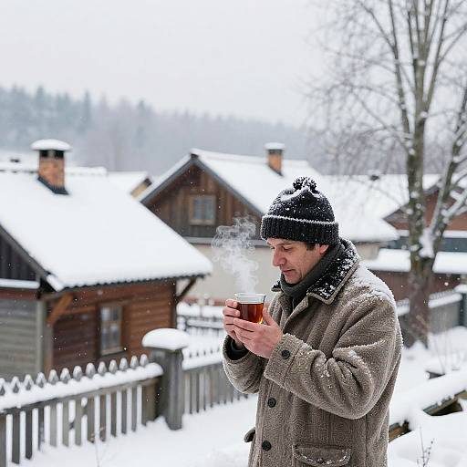 Uncle in Snowy Polish Village