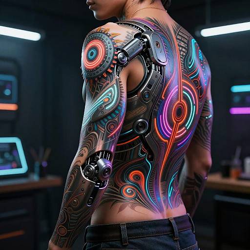 Futuristic Robotic Tattoo Art Concept