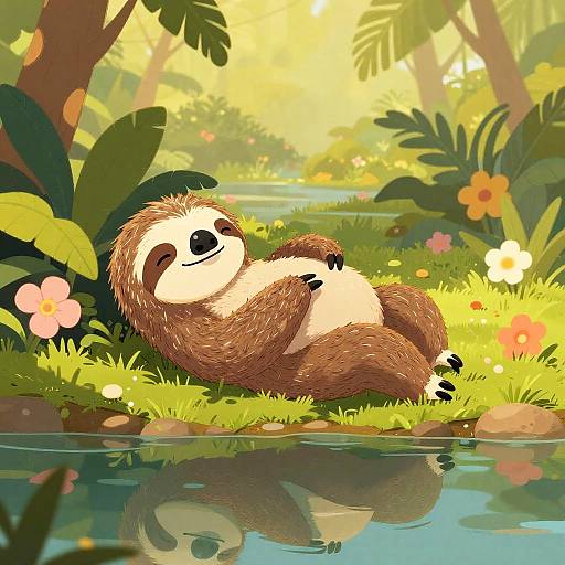 Sid the Sloth on Sunny Riverbank