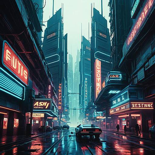 Futuristic Cityscape with Neon Highlights