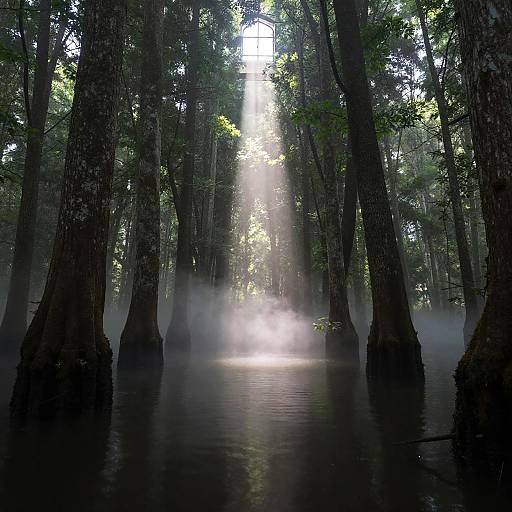 Cinematic Murky Swamp with Twisted Trees