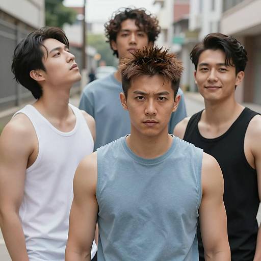 Four Young Men in Urban Outdoor Setting