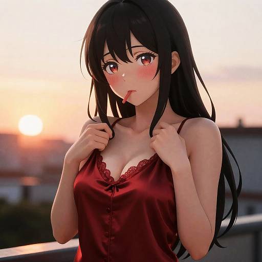 Realistic Vampire Maiden at Sunset