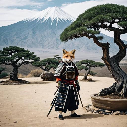 Fox in Samurai Armor in Dreamlike Desert Fox in Samurai Armor in Dreamlike Desert
