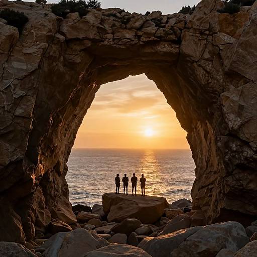 Sunset Over Majestic Cliff Archway