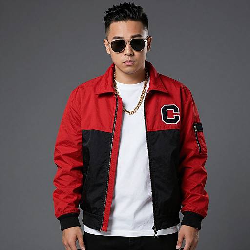 Rapper Style Red Black Jacket