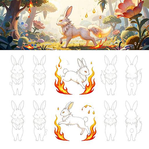 Surreal Arcane Fox Line Art