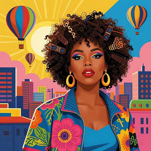 Vibrant Afro Woman in Floral Jacket