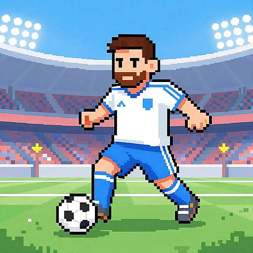8-Bit Pixel Messi Soccer Action