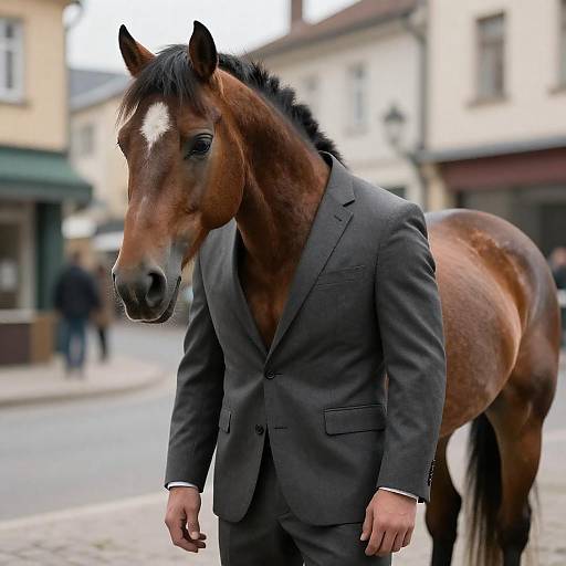 Photorealistic Anthro Horse in Suit