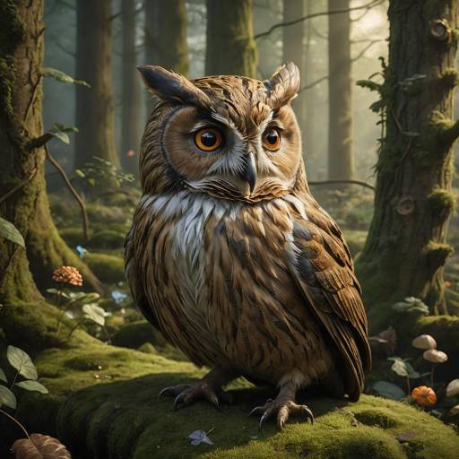 Whimsical Owl Storytelling in Enchanted Glade Whimsical Owl Storytelling in Enchanted Glade