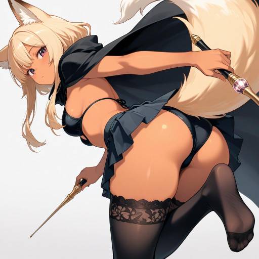 Enchanting Fox Girl in Black Attire Enchanting Fox Girl in Black Attire