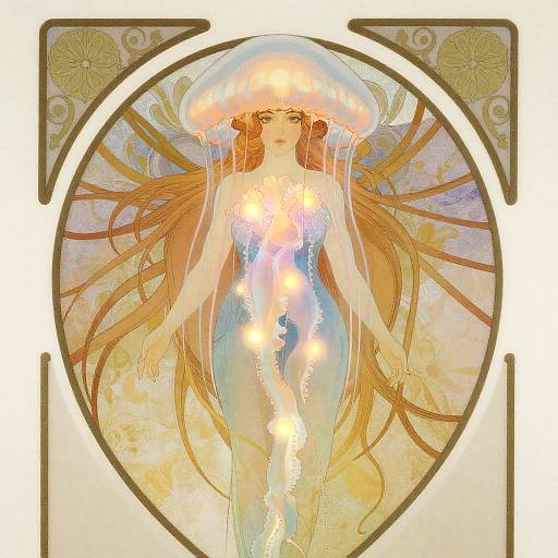Ethereal Jellyfish Queen in Amano-Mucha Style