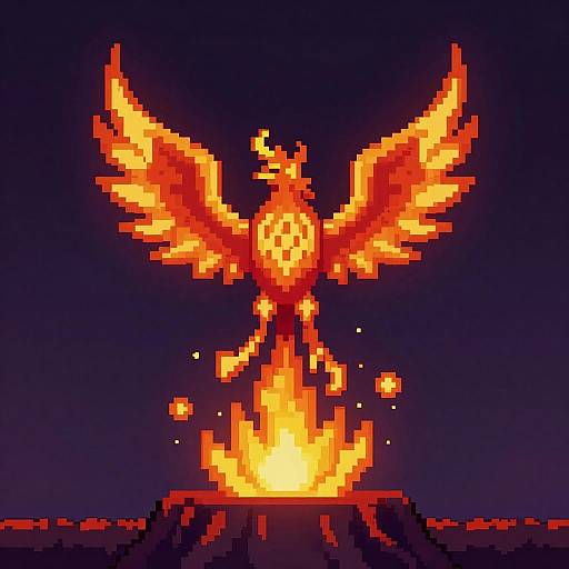 Retro Pixel Phoenix Flame Turret