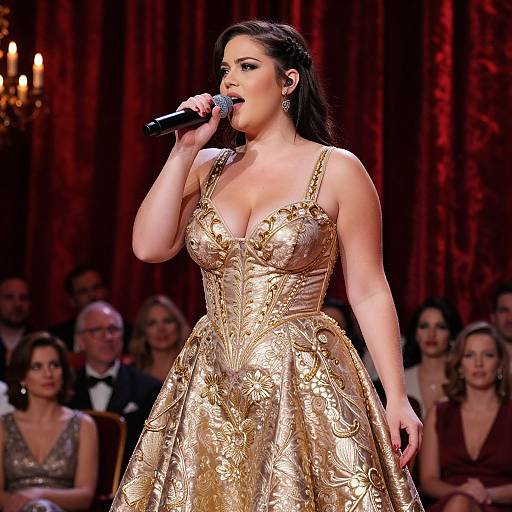 Glamorous Gold Embroidered Singing Costume