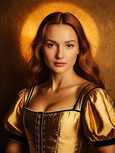 Woman in Gold Renaissance Style Dress