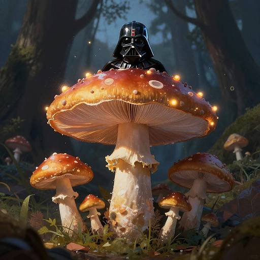 Vader Helmet Mushrooms in Enchanted Forest