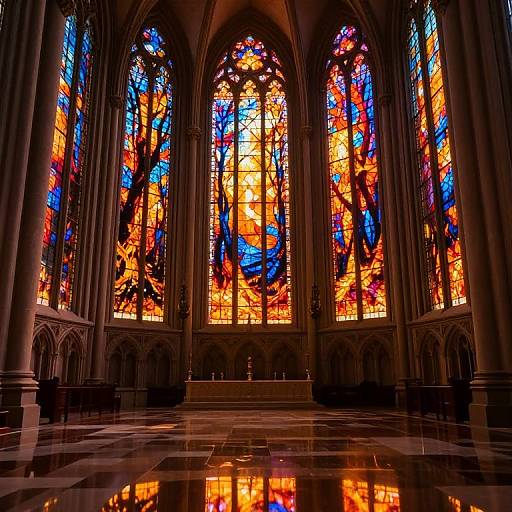 Surreal Cathedral with Fiery Forest