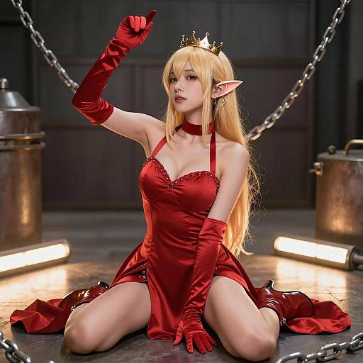 Seductive Elf Woman in Industrial Setting