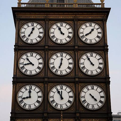 Imposing Clock Tower with Fifteen Faces