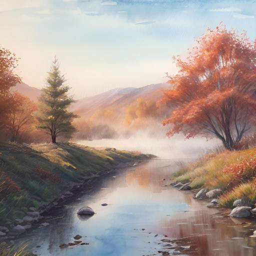 Autumn Morning by the Willow River