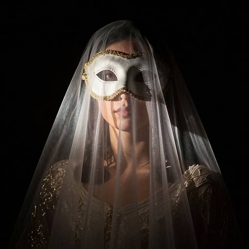 Enigmatic Masked Performer in Chiaroscuro