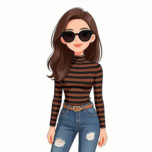 Smiling Woman in Striped Turtleneck