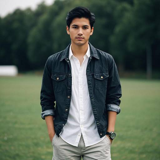 Young Man in Casual Jacket Outdoors