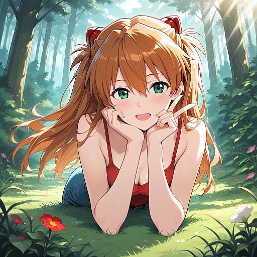 Sunlit Forest Portrait of Asuka