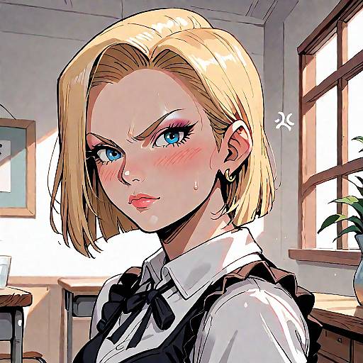 Annoyed Android 18 in Maid Uniform