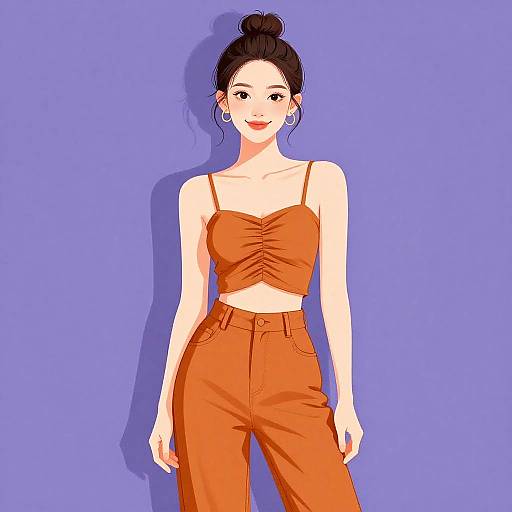 Stylish Woman in Mustard Crop Top