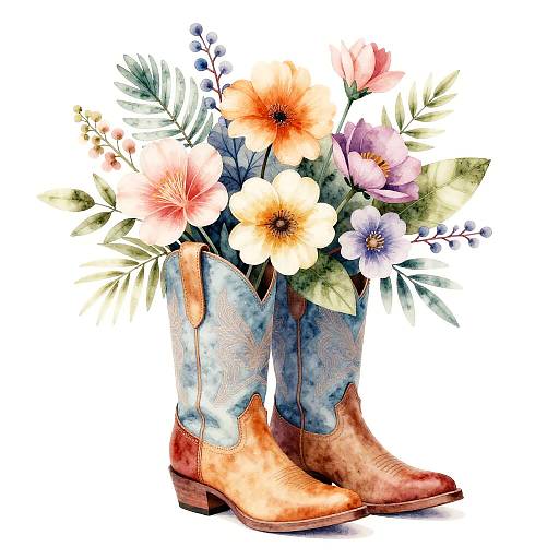 Vertex Watercolor Freebird Cowgirl Planter
