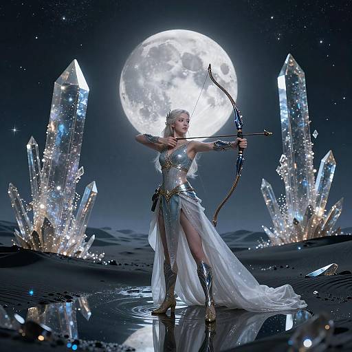 Celestial Elven Archer in a Mystic Landscape