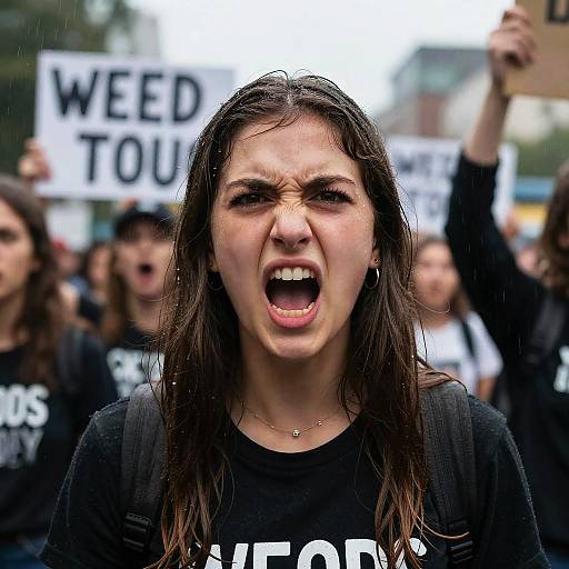 Young Female Activist Shouting at Protest